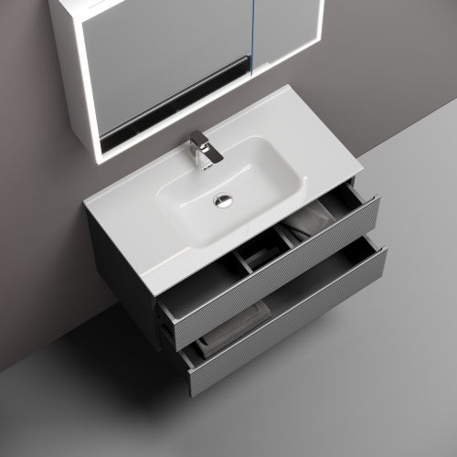 Тумба под раковину Sancos FOLK FL90GS 90х40 подвесная цвет серый - фото 5